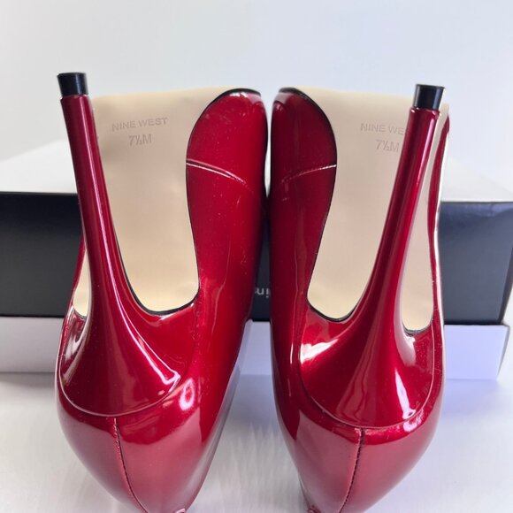 Nine West Faras Slip-On Stiletto Pumps Size 7.5M Red Patent Faux Leather - Picture 14 of 16